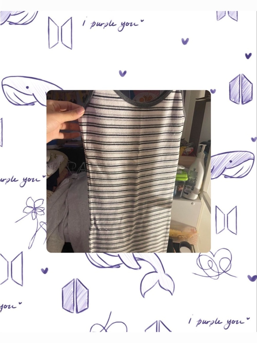 Brandy Melville bodycon Striped dress - White & Gray